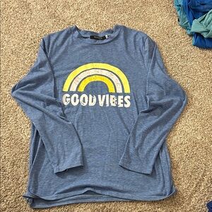 Blue Long Sleeve 'Good Vibes' Shirt